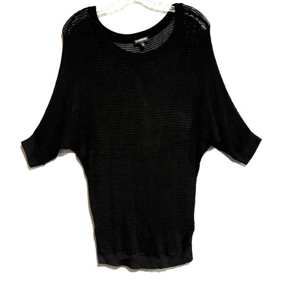 Express Tops - EXPRESS Black Dolman 3/4 Sleeve Open Knit Net Mesh Stretch Sweater Top Sz Small